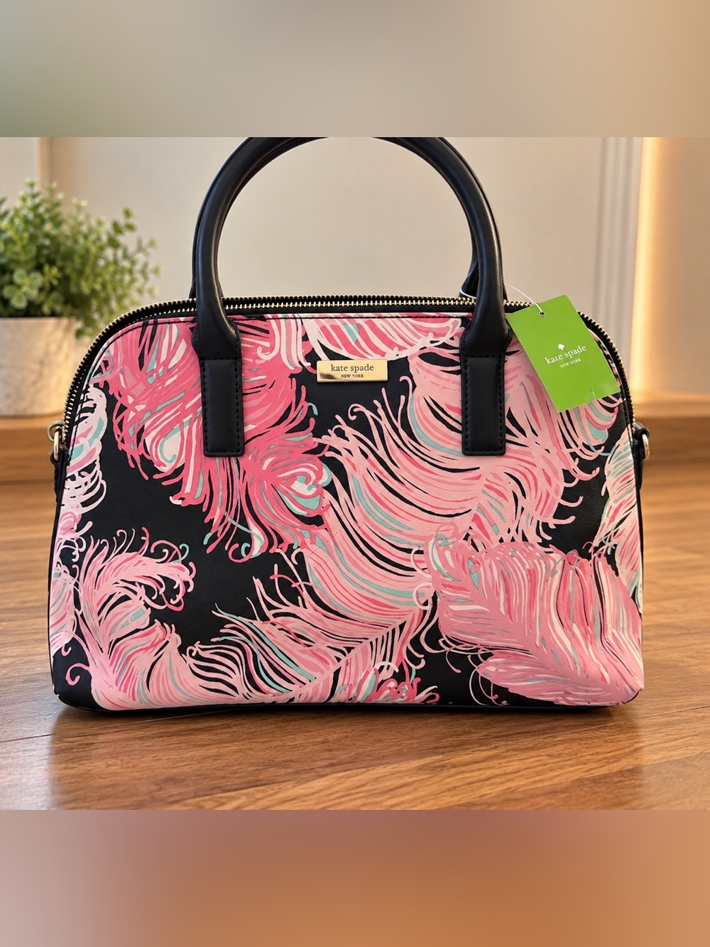 kate spade Pink & Mint Floral Dome Satchel
